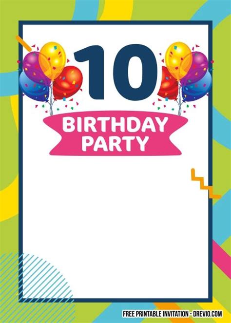 background for birthday invitation|10th birthday invitations templates free.